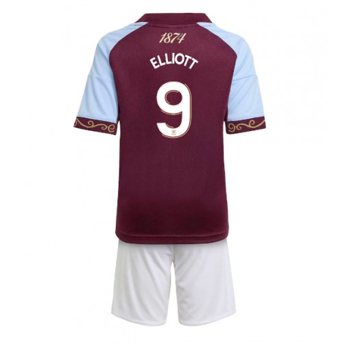 Aston Villa Harvey Elliott #9 Primera Equipación Niños 2025-26 Manga Corta (+ Pantalones cortos)